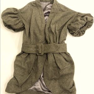 Short Sleeved Belted Gray Sweater XS